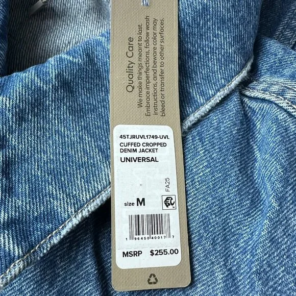 Hudson Jeans Women's Wide Cuffed Cropped Denim Jacket, Size Medium, Lt. Blue - Picture 12 of 15